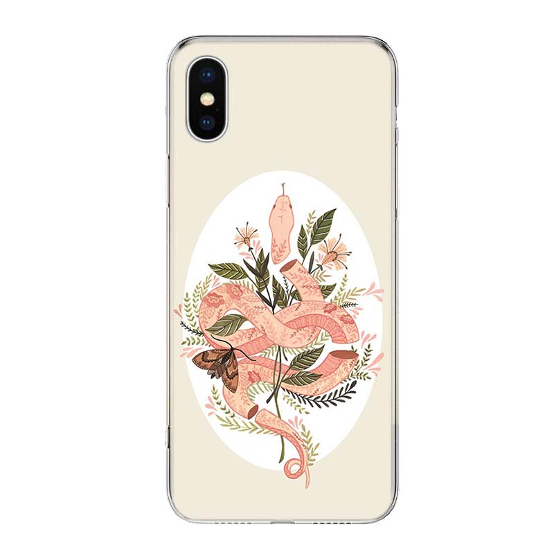 Animal The Snake and Fern Phone Case Cover For iPhone 11 12 13 Mini 14 15 Plus 16 Pro Max 17 Air 7 8 + SE Art Customized Fundas