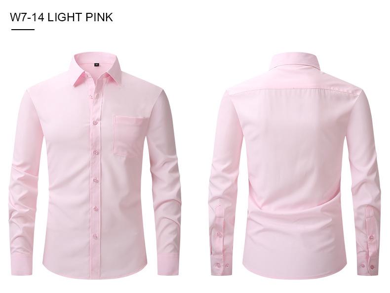 Мужская приталенная рубашка с длинным рукавом, квадратным воротником, однотонная