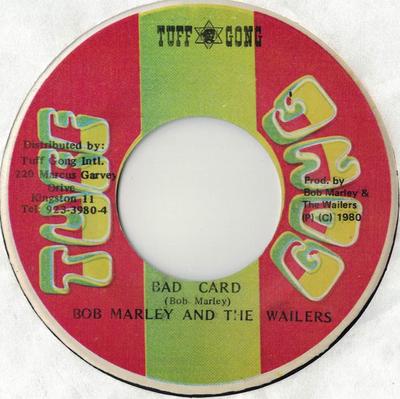 7-дюймовая пластинка BOB MARLEY & THE WAILERS - Bad Card NONE Tuff Gong 1980 Ямайка Регги, Ска и Даб Б/у