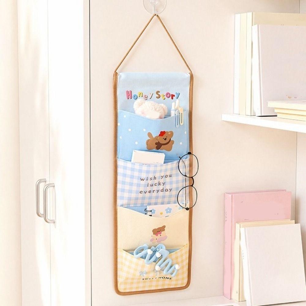 Cotton Linen Wall Hanging Storage Bag 4/7 Pockets Socks Storage Bags Closet Storage Bag Dormitory
