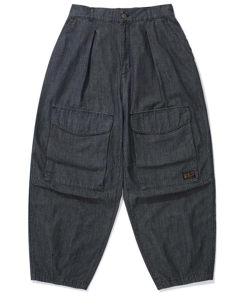 COLUMBIA UNIVERSITY Sl-Label Denim Wide Fit Balloon Pants Black Denim
