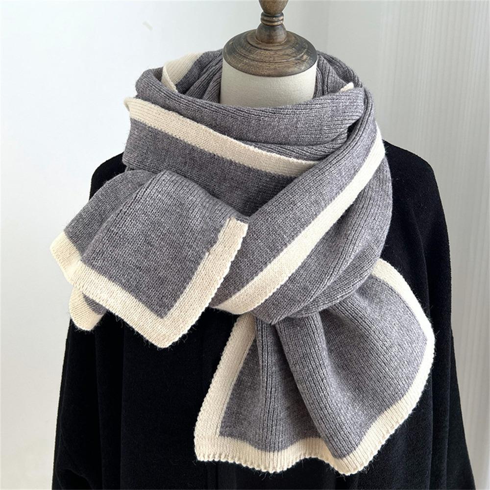 Thick Knitted Scarves Winter Warm Neckerchief Fashion Wool Scarf for Women Female