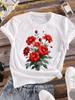 (Asian Size) Women Tee Trend Floral Cute Sweet 90s Top Clothing Ladies Casual Short Sleeve T Shirt Fashion Print Lady Female Graphic T-shirts