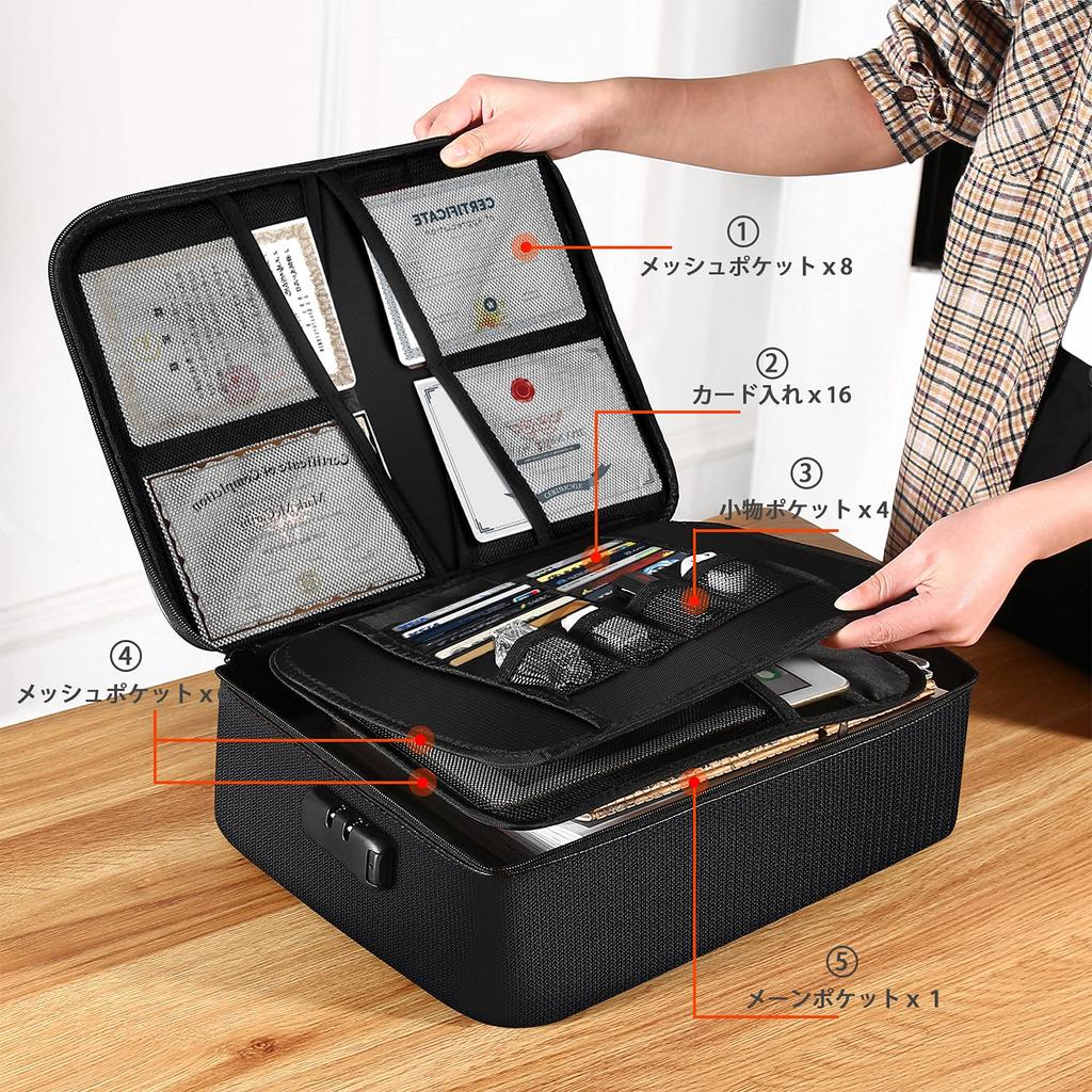 SOTOHE Огнеупорная сумка-бокс с кодовым замком, водостойкий органайзер для документов 36 × 27 × 10 см