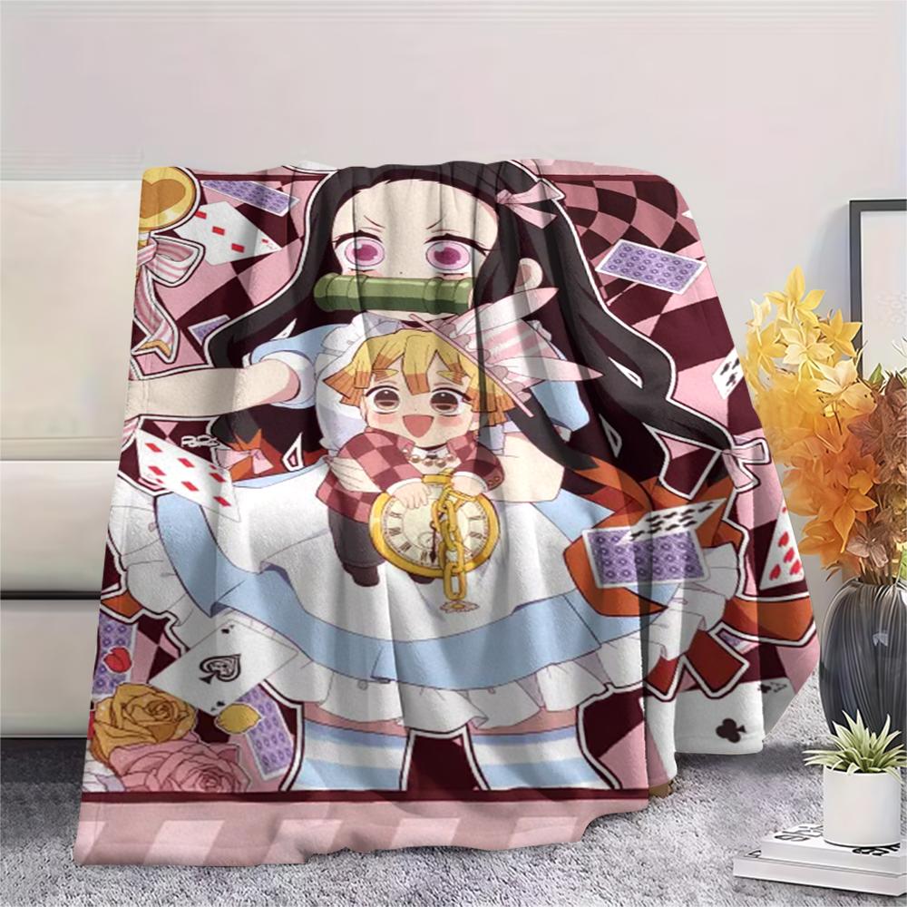 1PC Nezuko Kamado Print Flannel Blanket, High quality Comfortable for All Seasons, Home Decor, Warmth and Comfort, Perfect for Christmas Gifts 97