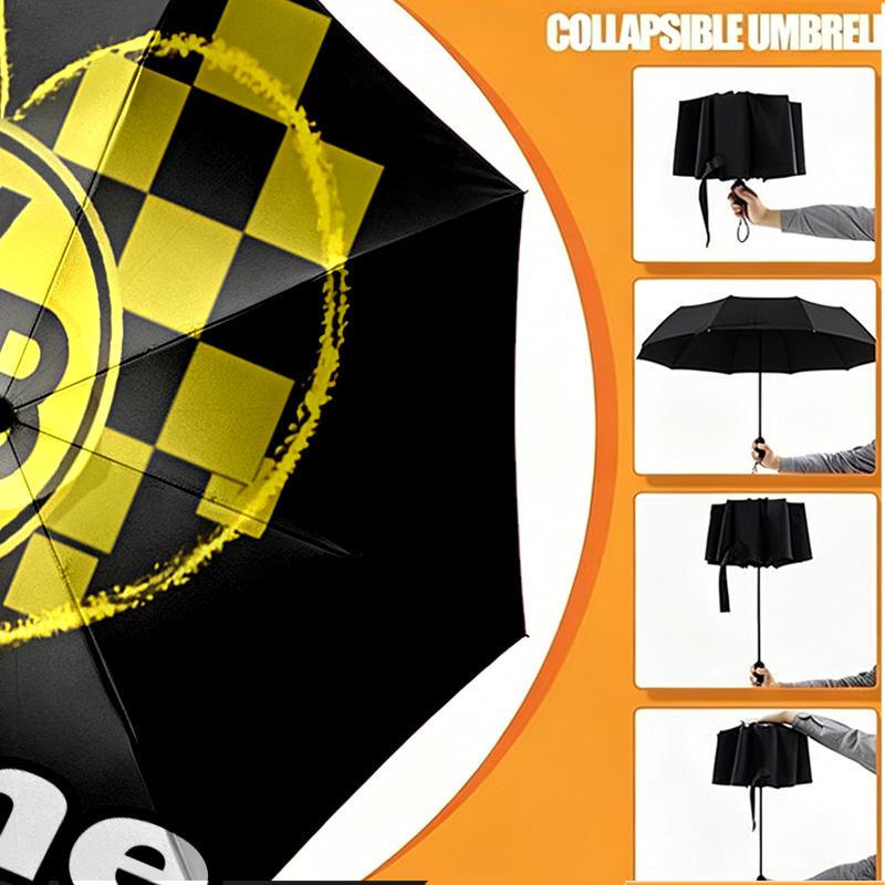 Custom Name Personalized Borussia Dortmund Print Umbrella, Auto Open Close, 8‑Rib Sturdy Frame, Commute Camping Hiking Use, Birthday Gift