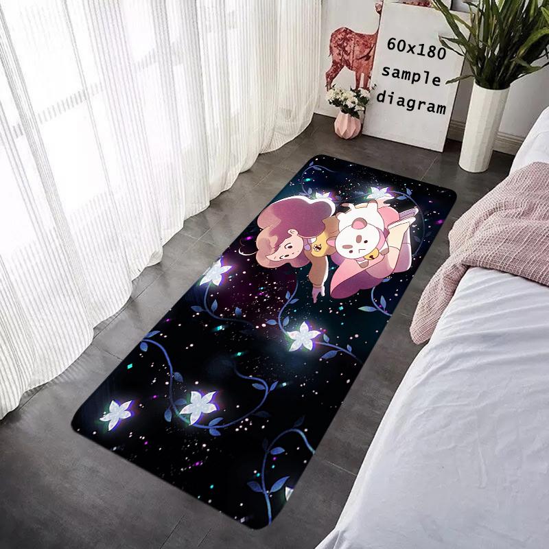 Doormat Flannel Floor Mat Bee and Puppycat Cat Indoor Foot Rug Fluffy Bedside Mats Corridor Water Absorbent Carpet Balcony Decor