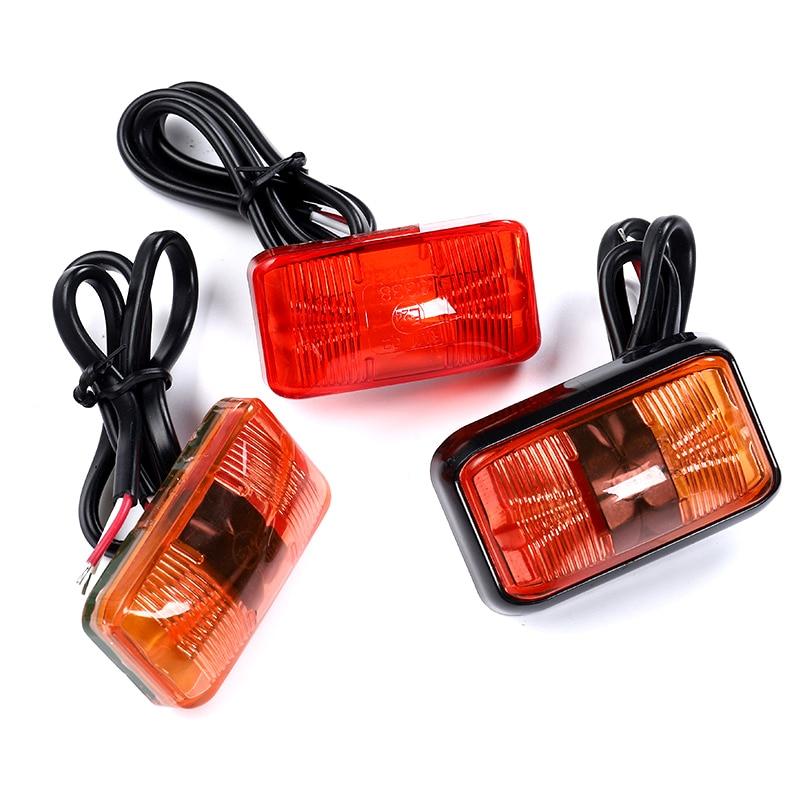 Waterproof Amber & Red LED 12V/24V 2LED Car Truck Lorry Side Clearance Marker Trailer Light Rear Tail Side Lamp External Light