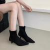 Модные женские ботильоны SUOJIALUN 2025 Зима Новинка Бренд Мода Острый Носок Слипоны Короткие Ботинки Обувь Тонкий Средний Каблук Туфли для Платья