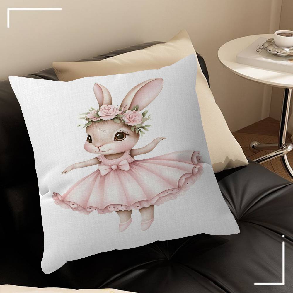Cute Ballerina Bunny Ballet Animal Pillowcase Toon Gift Cushion Cover Bedroom Home Sofa Chair Seat Decor Pillow Case