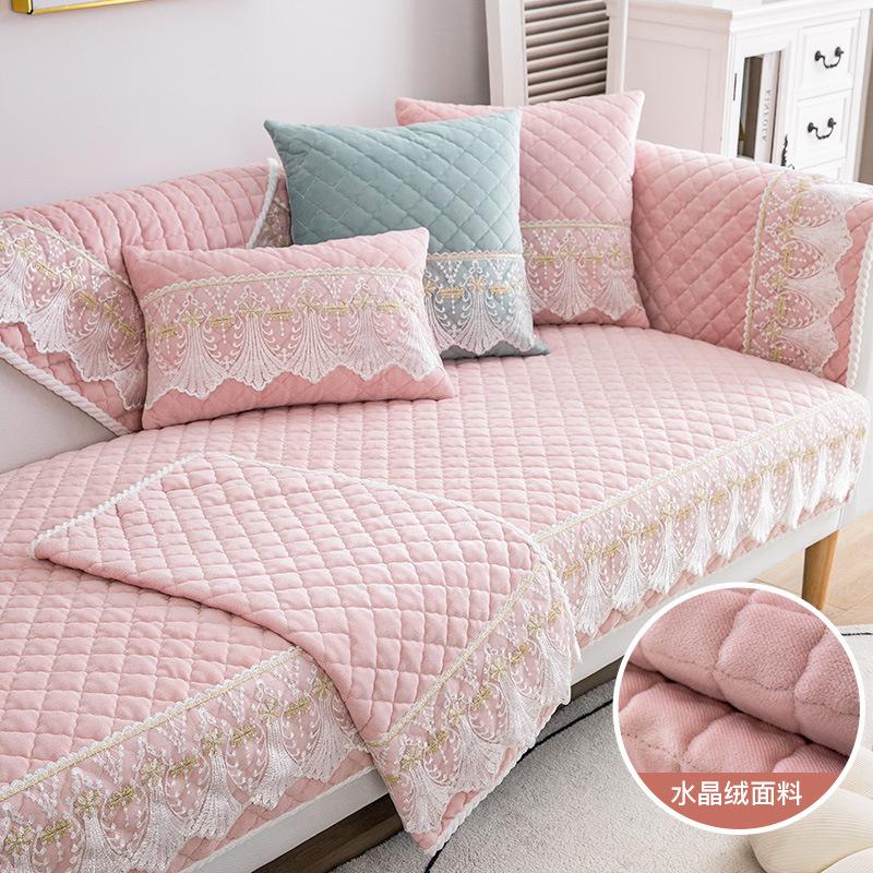 Winter Plush Sofa Cushion Modern Simple Seat Cushion Thickened Non-slip Leather Sofa Cover Winter Cover Cloth European Style