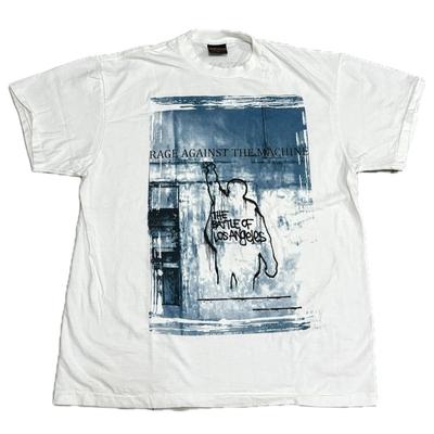 Винтажная футболка Rage Against The Machine Tour 90-х годов с одинарной строчкой, белая, РЕПРИНТ