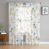Plants Flowers Watercolor Birds Sheer Curtains for Living Room Decoration Window Curtains Kitchen Tulle Voile Organza Curtains