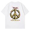 ZAZOMDE Bullet Shell And Peace Symbol Vintage Style Graphic Print Oversized Unisexs Pure Cotton Short Sleeve T Shirt Streetwear