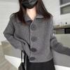 Women's Autumn 2025 Loose Knit Cardigan: Korean Style, Long Sleeve, Big Button Lapel, Short Fashion Sweater Coat