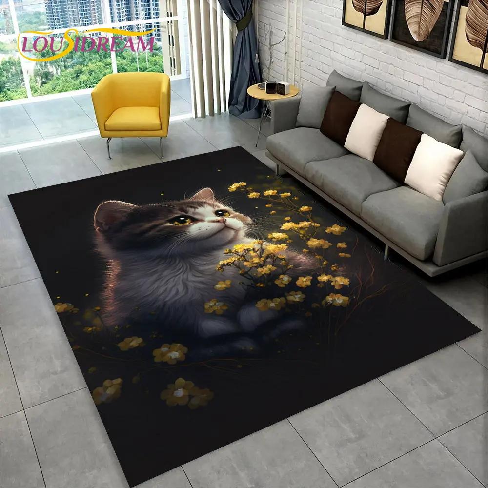 3D милый ковер с рисунком кота, ковер для дома, гостиной, спальни, дивана, кухни, коврик для украшения, детский нескользящий напольный коврик