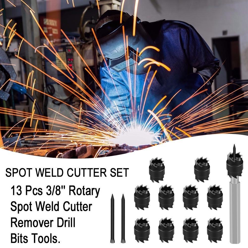 Набор резаков для точечной сварки, 13 шт./компл., 3/8 дюйма, двухстороннее вращающееся сверло для удаления точечной сварки, сверло для электрической дрели для точечной сварки