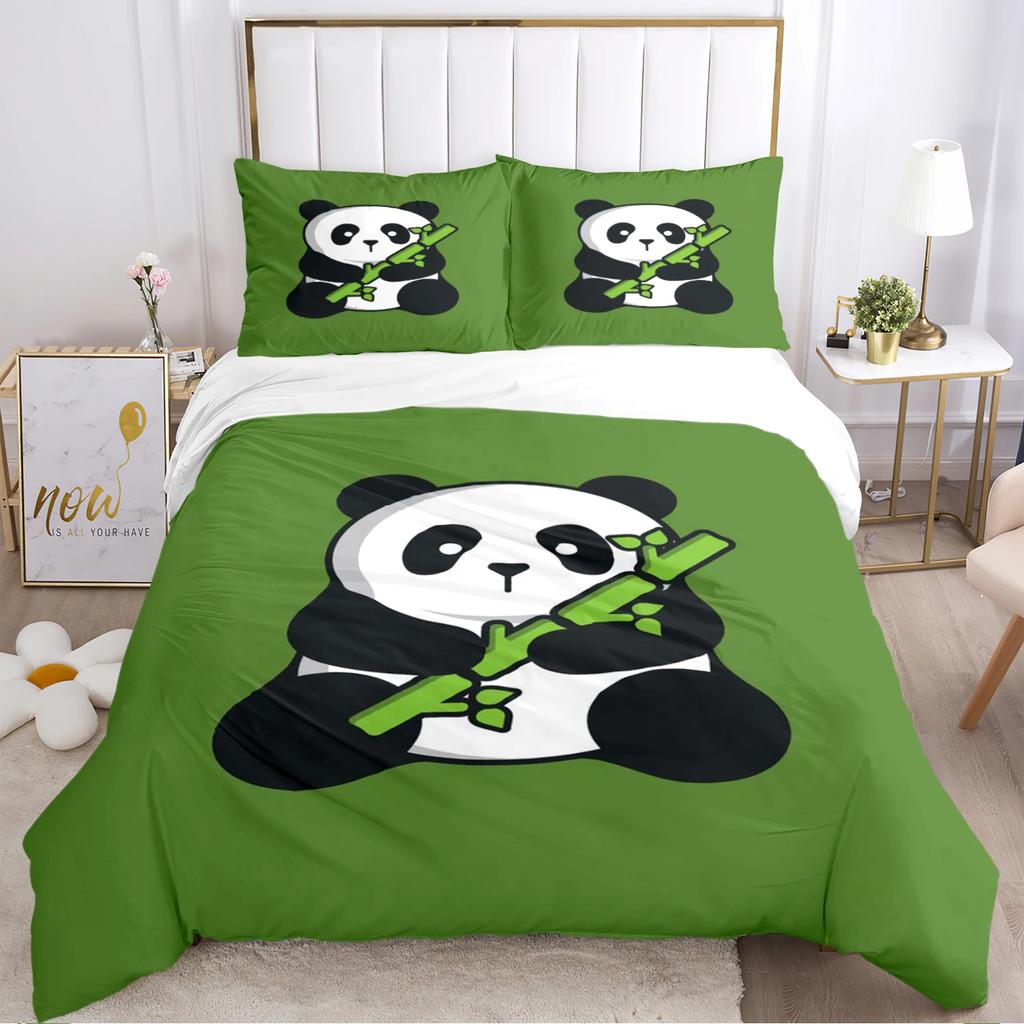 Cute Panda Duvet Cover Cartoon Kawaii Comforter Bedding Sets Soft Quilt Cover And Pillowcases For Teens SingleDoubleQueenKing