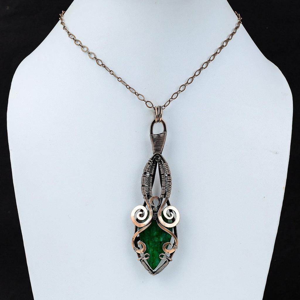 Созданный в лаборатории ювелирный изумруд и драгоценный камень, подвеска ручной работы из чистой медной проволоки