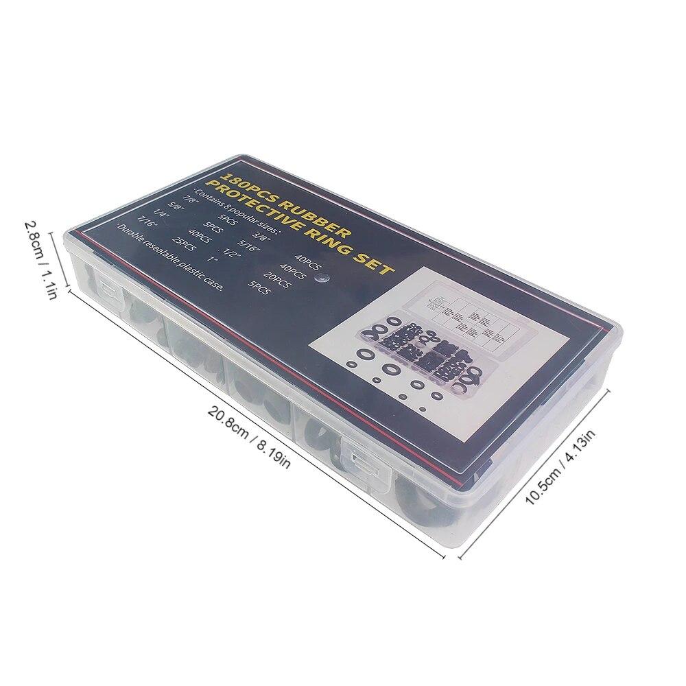 180 шт. комплект черных резиновых уплотнительных колец — защитные кольца, уплотнительные кольца и масляные стопорные шайбы — набор резиновых автомобильных колец в коробке