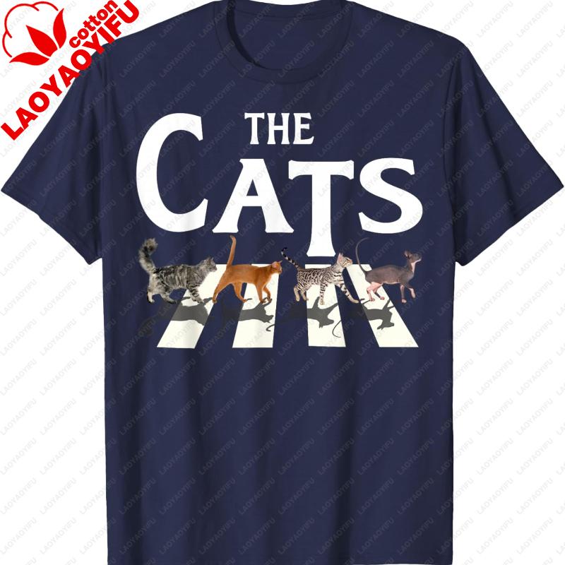 Lovely Cat Rock Music Funny Cat Lover Gifts for Unisex Women TShirt High Quality Cotton Printed Tshirt Tops Regular Short Sleeve