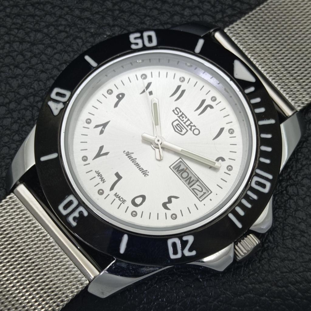 ВОССТАНОВЛЕННЫЕ ВИНТАЖНЫЕ АВТОМАТИЧЕСКИЕ МУЖСКИЕ ЧАСЫ SEIKO 5 JAPAN СЕРЕБРЯНЫЙ ЦИФЕРБЛАТ a433942-2