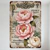 Винтажная металлическая табличка Paris Peony Beauty, состаренная, с цветочным декором, французским текстом и авторским правом для кафе, дома, мужской пещеры