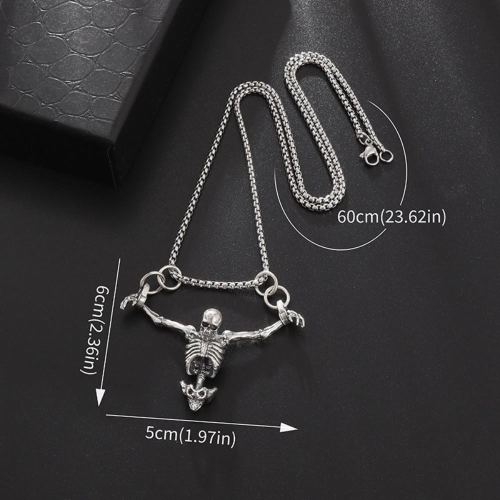 Gothic Men Necklace Zinc Zinc Alloy Clavicle Chain Simple Skull Head Pendent Halloween