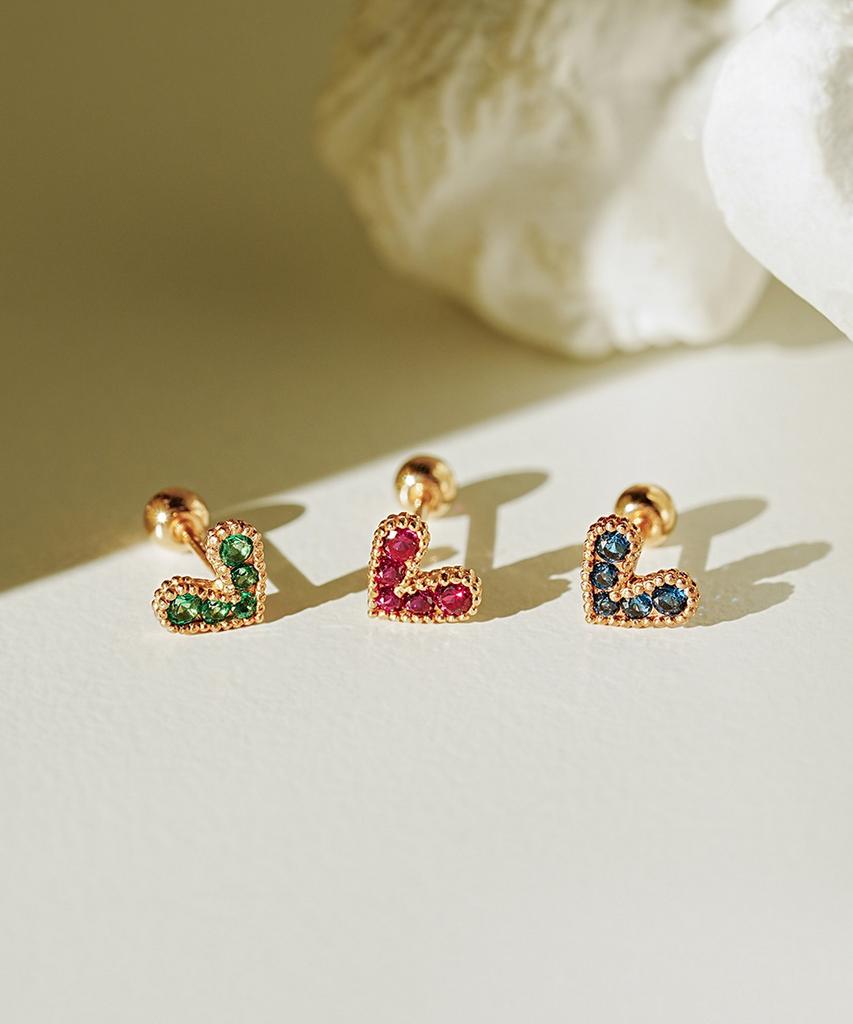 Минималпирсинг Серьги-гвоздики 14K Блестящее Прекрасное Сердце