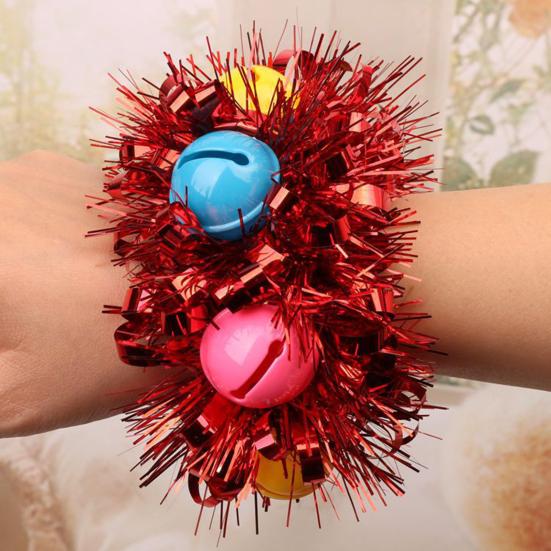 Kids Dance Wrist Flower Bell Heart Sequins Decor Bright Colors Snap Buckle Wristband Children Performance Party Wear Accessory