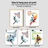 pirational Soccer Room Decor - Set of 6 Motivational Wall Art Prints (8x10 In) for Boy's Bedroom or Classroom