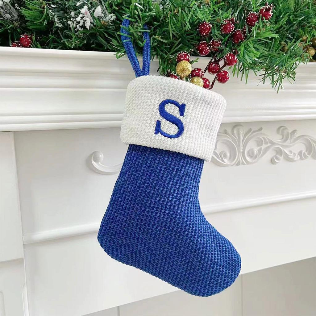Christmas Stockings Small Embroidered Letter Knitted Xmas Hanging Stocking Decorations Christmas Party Decor