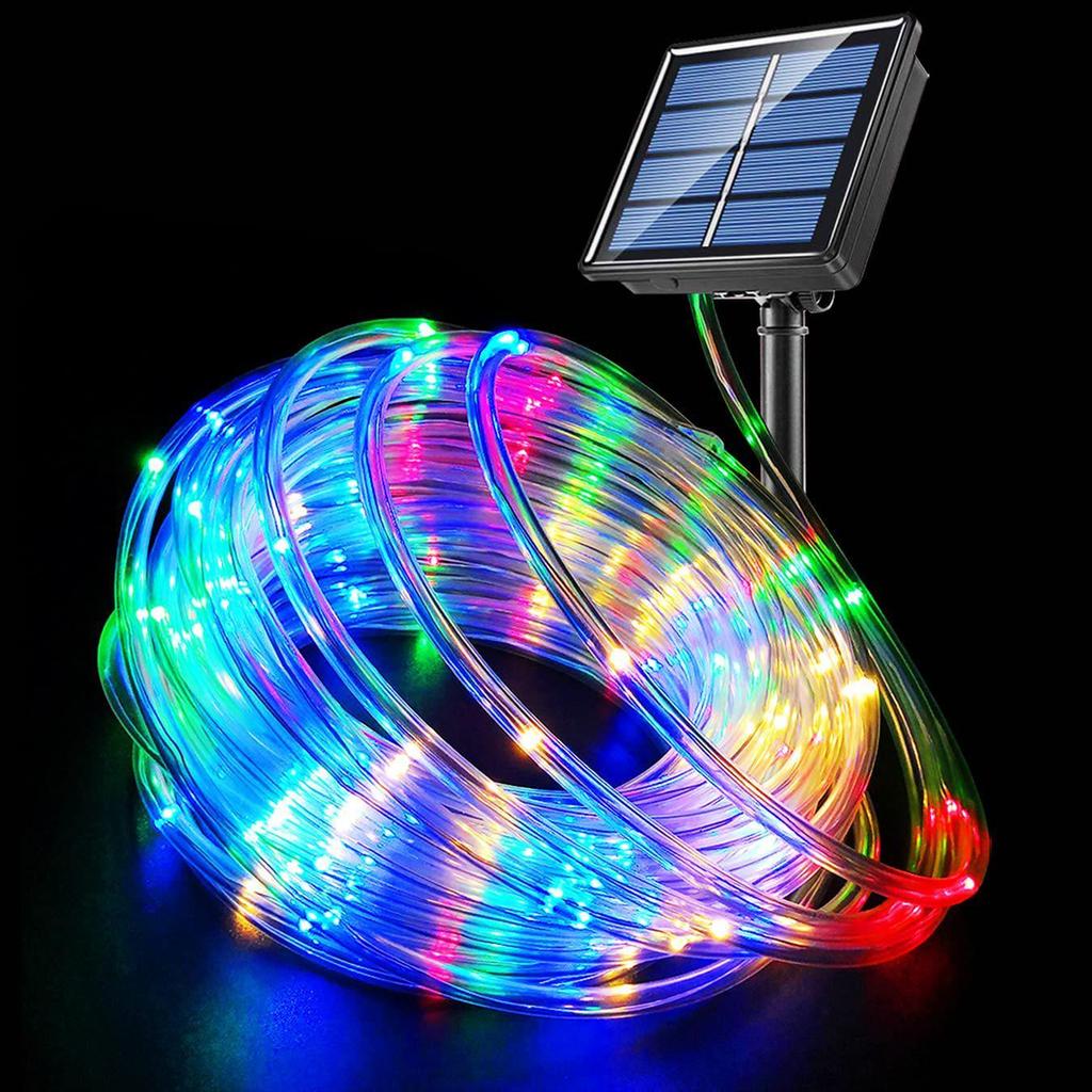 Rainbow 120 LED, 12m Outdoor Solar Neon Tube Lights, Waterproof Decorative Fairy Strip Lights