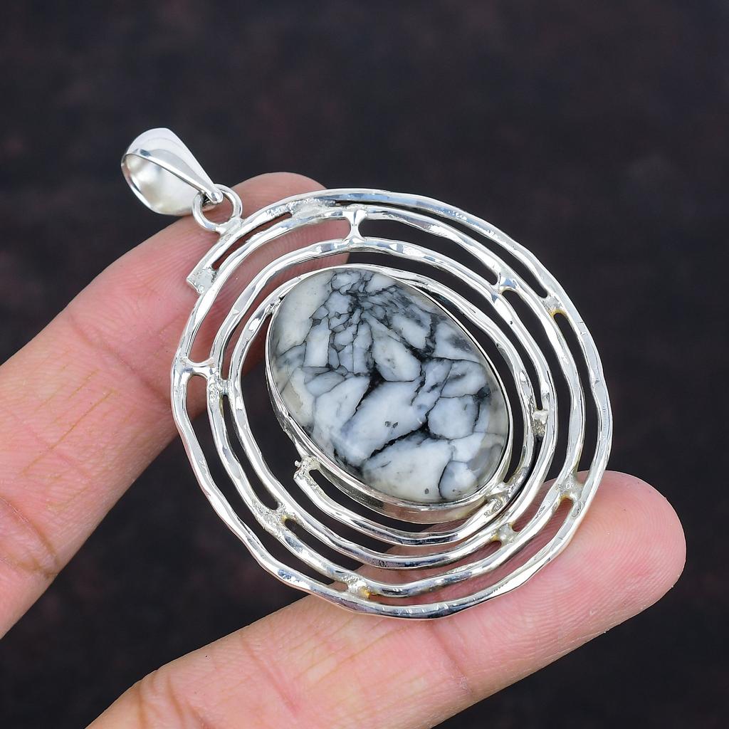 Подвеска из пинолитового яшма, Подвеска из натурального драгоценного камня, Дизайнерское ювелирное изделие, Подвеска из стерлингового серебра 925 пробы, Подвеска ручной работы, Подарки для жены, Изящная подвеска