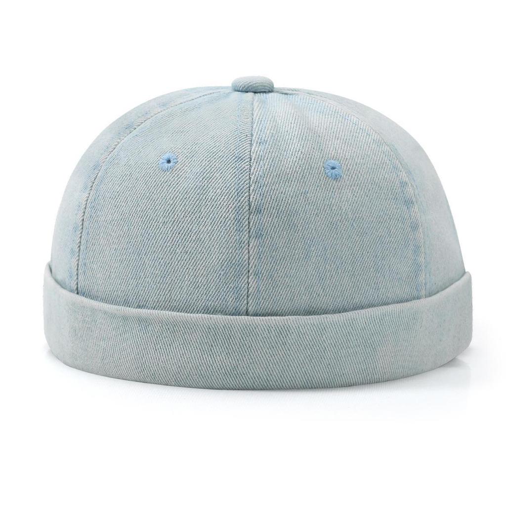 Korean Washed Denim Sailor Hat - Unisex Trendy Brimless Design