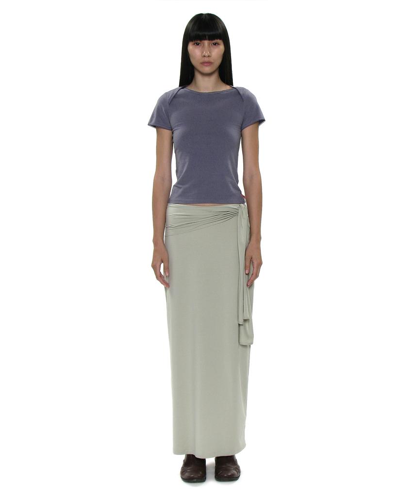 Partimento Woman Pwc Bow Tie Waist Jersey Maxi Skirt_8 Colors