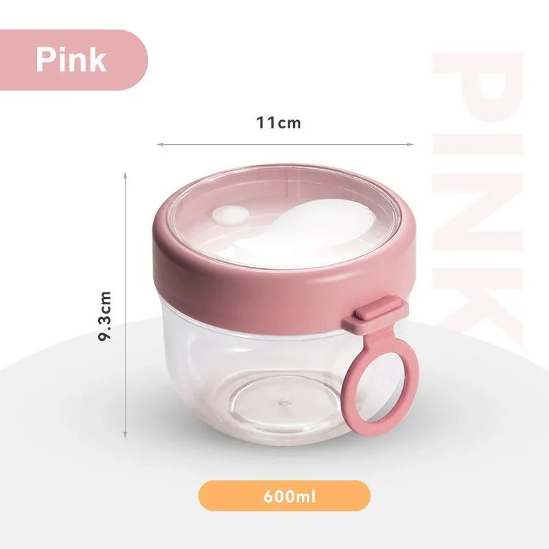 600ml Breakfast Cups with Spoon Oatmeal Salad Nut Yogurt Soup Cup Food Storage Container Microwave Milk Jar Bento Box Lunch Box