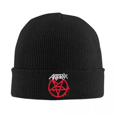 Логотип Anthrax Вязаная шапка-бини Зимние шапки Теплый цвет Трэш-метал группа Кепка для мужчин женщин