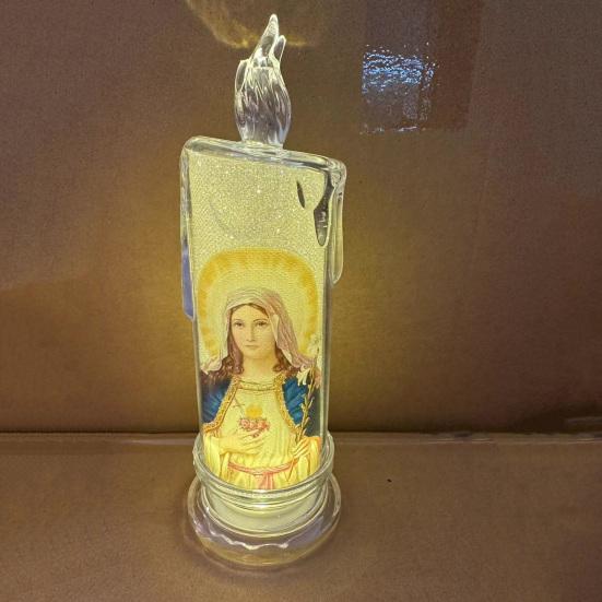 1/6 шт. светодиодные беспламенные молитвенные свечи мерцающие поддельные свечи молитвенные свечи Иисусовы религиозные чайные свечи украшения