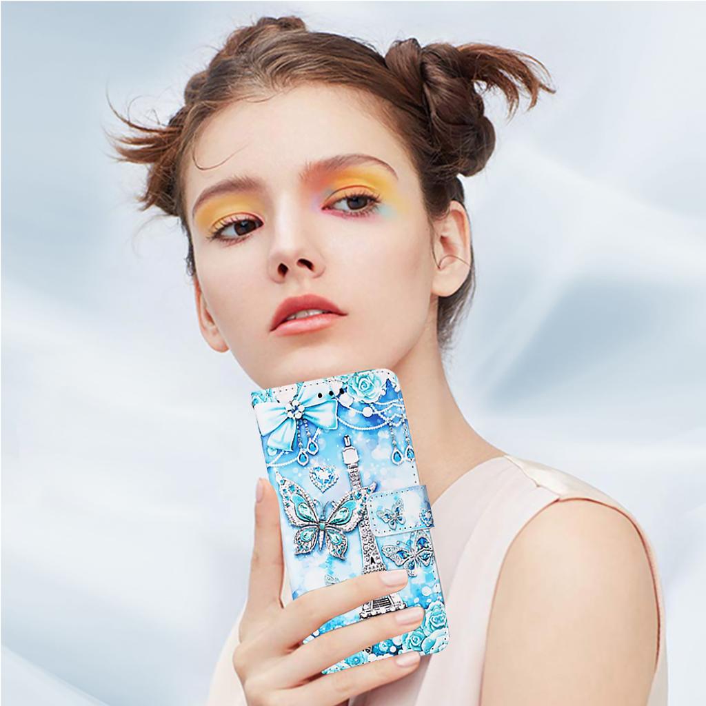 Eiffel Tower Butterfly Dream Pattern PU Leather Magnetic Shockproof Case for iPhone,Samsung,Huawei,Xiaomi,vivo,Oppo,Moto,Tecno,TCL,ZTE,Infinix...More