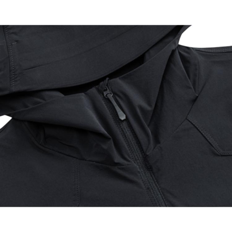 Anta Outdoor Series Solid Color UV Resistant Zip Hooded Sports Jacket Men Jackets Black 152420617-3