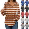 Women's Fashion Hoodies V Neck Long Sleeve Stripes Printed Drawstring Casual Loose Pullover Tops