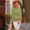 Autumn and Winter Women's Sweater Fashion High Neck Pullover Knit Hem Split Flare Sleeve Sweater