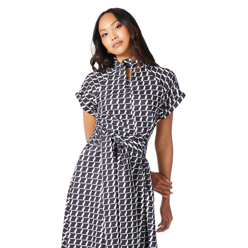 Принципы: женское/женское платье миди с геометрическим узором и закрученным вырезом
