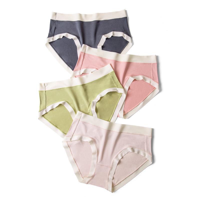 Ladies Spring and Autumn Comfortable Camellia Fragrance Antibacterial File Waist Breathable Briefs