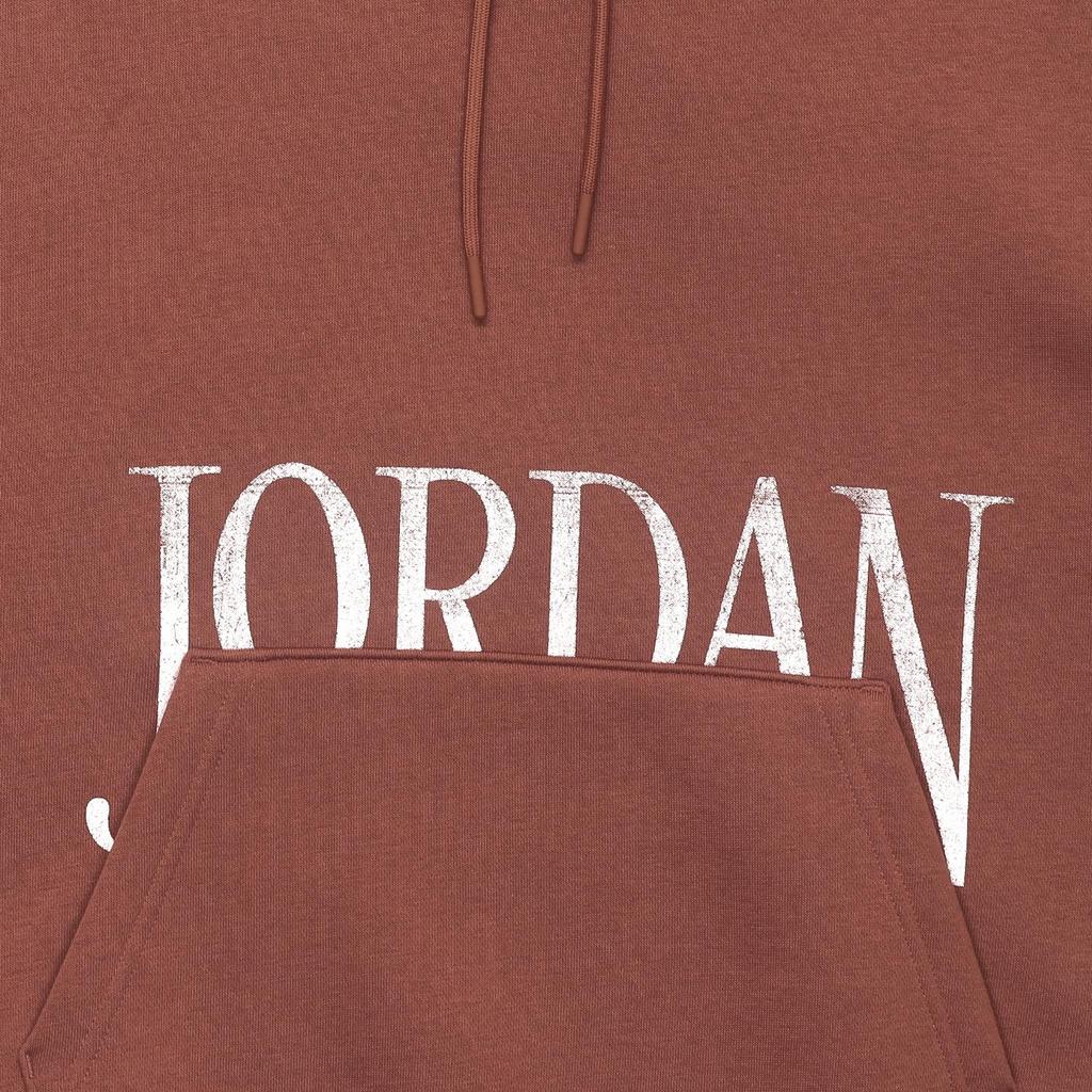 Jordan Brooklyn Fleece Letter Print Hoodie With Velvet Lining Women Tops Grey Peach-Red FN5435-209