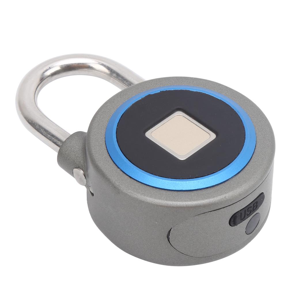 Fingerprint Portable Lock Smart Padlock Keyless AntiTheft Security Door Tool IP65 Waterproof for Bag Drawer Suitcase(Gray Blue )