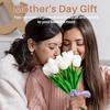 10Pcs White Tulips Artificial Flowers Real Touch Fake Tulips Realistic Faux Plastic Flowers for Home Dining Table Decoration