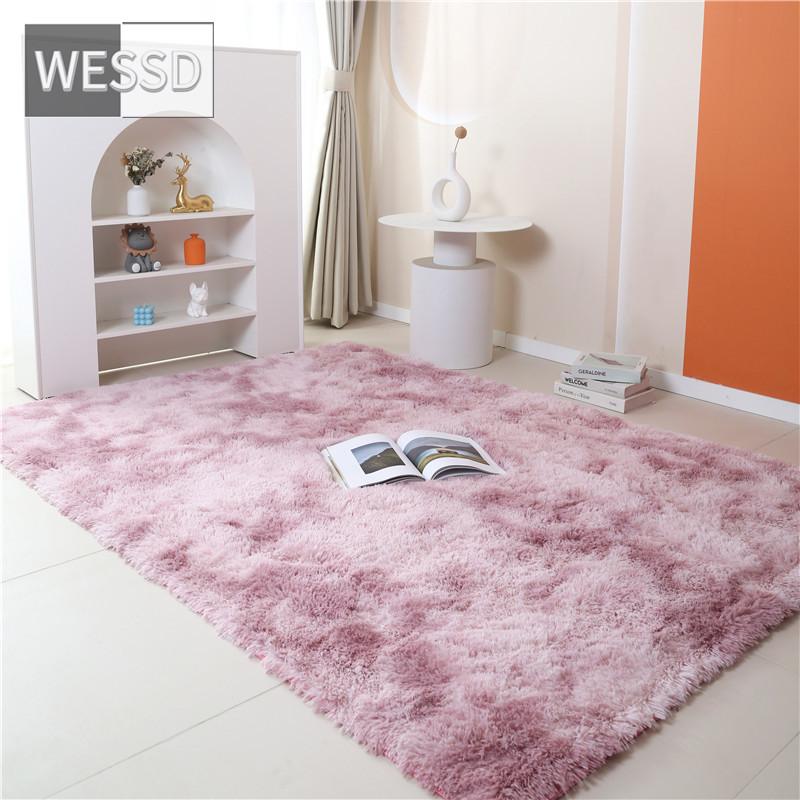Радужный пушистый ковер для комнаты девочки, милый кавайный декор, красочный плюшевый ковер для гостиной, градиентный напольный коврик для спальни