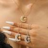 Zircon Moon Sun Pendant Necklace for Women Men Exquisite Collarbone Chain Vintage Simple Hiphop Punk Versatile Jewelry Gift